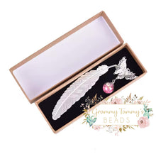 Load image into Gallery viewer, Silver Or Gold Metal Feather Bookmark With 3D Butterfly
