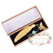 Load image into Gallery viewer, Silver Or Gold Metal Feather Bookmark With 3D Butterfly
