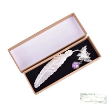 Load image into Gallery viewer, Silver Or Gold Metal Feather Bookmark With 3D Butterfly
