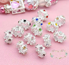 Load image into Gallery viewer, Silver Rhinestone Beads Flower Spacers Bead Assorted colors available 14mm Rhinestone Spacer Beads
