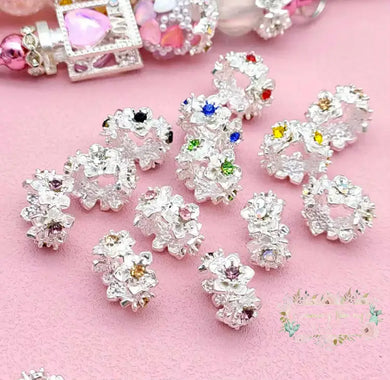 Silver Rhinestone Beads Flower Spacers Bead Assorted colors available 14mm Rhinestone Spacer Beads