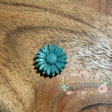 Small Sunflower - Turquoise Silicone Focal Bead