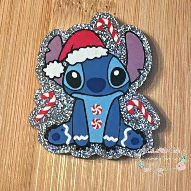 SMan Candy Cane - Silver Glitter Flatback Glitter Flatback