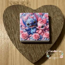 Load image into Gallery viewer, Blue Man &amp; Pink Girl Square Silicone Focal Bead Silicone Square Bead
