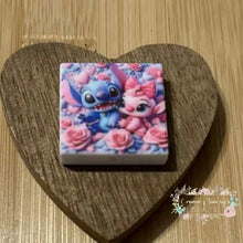 Load image into Gallery viewer, Blue Man &amp; Pink Girl Square Silicone Focal Bead Silicone Square Bead
