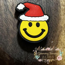 Load image into Gallery viewer, Smiley Face Santa Silicone Focal Bead Beads
