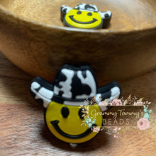 Load image into Gallery viewer, Smiling Cowboy Yellow Silicone Focal Bead 1 Count Beads
