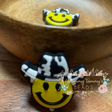 Load image into Gallery viewer, Smiling Cowboy Yellow Silicone Focal Bead 1 Count Beads
