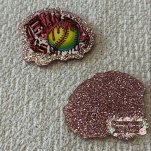 Load image into Gallery viewer, Glove and Softball - Pink Glitter Flatback Glitter Flatback
