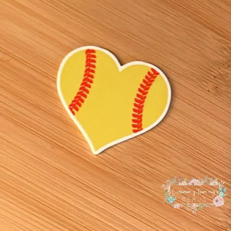 Softball Heart Acrylic Flatback Flatback