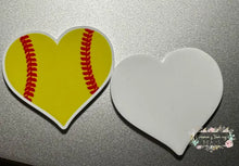 Load image into Gallery viewer, Softball Heart Acrylic Flatback Flatback
