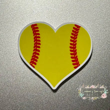 Load image into Gallery viewer, Softball Heart Acrylic Flatback Flatback
