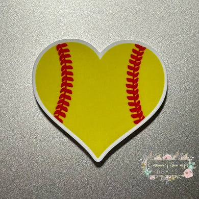 Softball Heart Acrylic Flatback Flatback