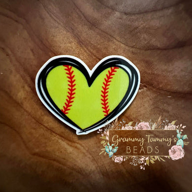 Softball Heart Flatback