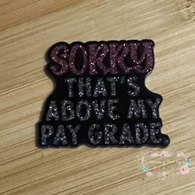 Load image into Gallery viewer, Sorry that is Above My Paygrade Silver Glitter Flatback Glitter Flatback
