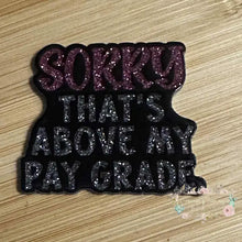 Load image into Gallery viewer, Sorry that is Above My Paygrade Silver Glitter Flatback Glitter Flatback
