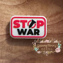 Load image into Gallery viewer, Stop War Silicone Focal Bead Beads
