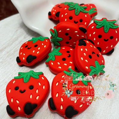 Mini Fruit Strawberry Silicone Beads Focal Beads