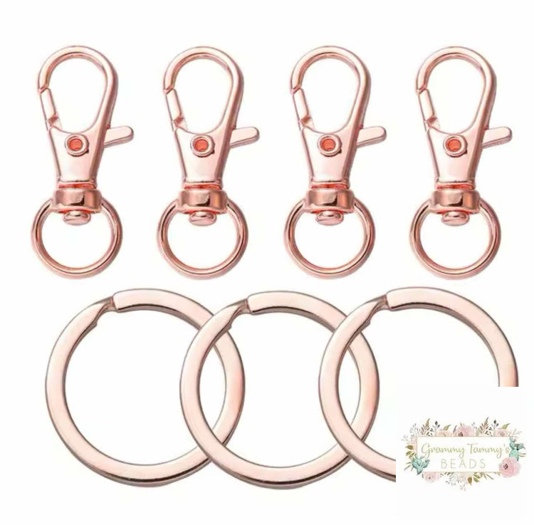 Swivel Lobster Clasp Key Ring Rose Gold - 1 Count Keyring