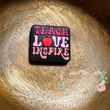 Load image into Gallery viewer, Teach Love Inspire Black Silicone Focal Bead Beads
