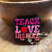 Load image into Gallery viewer, Teach Love Inspire Black Silicone Focal Bead Beads
