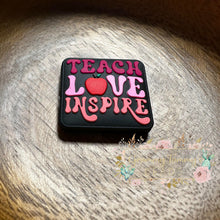 Load image into Gallery viewer, Teach Love Inspire Black Silicone Focal Bead Beads
