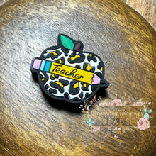 Load image into Gallery viewer, Teacher Leopard Apple Silicone Focal Bead Beads
