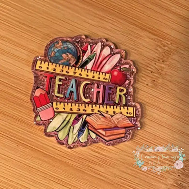 Teacher Pink Glitter Flatback Glitter Flatback