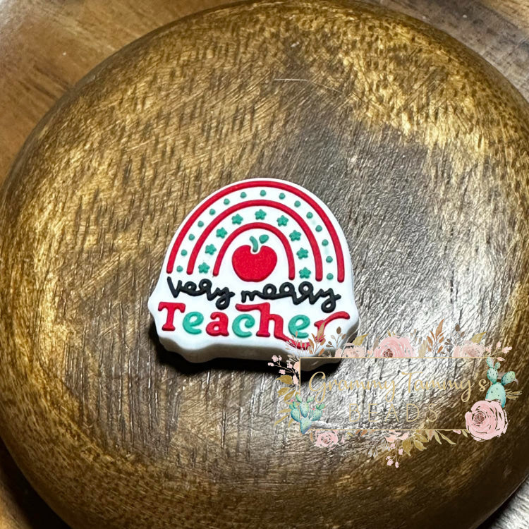 Teacher Very Merry Silicone Focal Bead