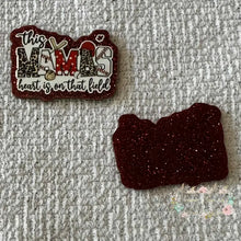 Load image into Gallery viewer, This Mama’s Heart is on that Field - Red Glitter Flatback Glitter Flatback
