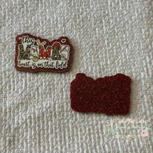 Load image into Gallery viewer, This Mama’s Heart is on that Field - Red Glitter Flatback Glitter Flatback
