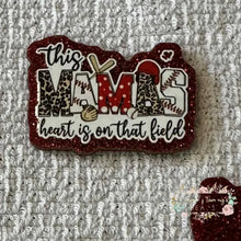 Load image into Gallery viewer, This Mama’s Heart is on that Field - Red Glitter Flatback Glitter Flatback
