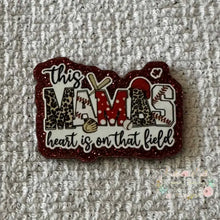 Load image into Gallery viewer, This Mama’s Heart is on that Field - Red Glitter Flatback Glitter Flatback
