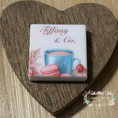 Tif Cookies & Coffee Silicone Square Focal Bead Silicone Square Bead