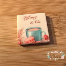 Load image into Gallery viewer, Tif Square - Cookies &amp; Coffee Silicone Focal Bead Silicone Square Bead
