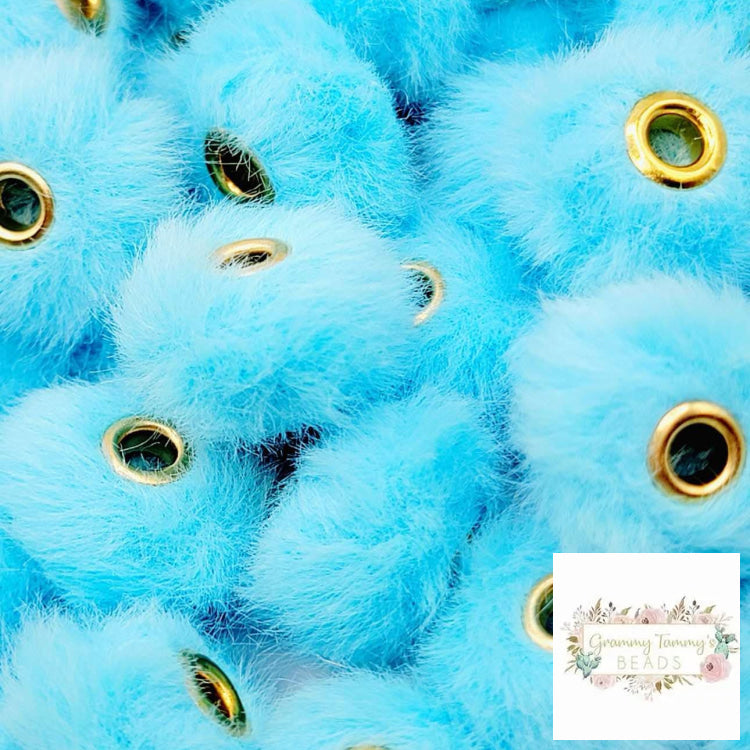 Blue Fuzzy 20Mm Spacer Beads - 1 Count Fluffy