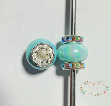 Tiffany Blue Rhinestone Pearl Spacer Beads Rhinestone Pearl Spacers