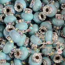 Load image into Gallery viewer, Tiffany Blue Rhinestone Pearl Spacer Beads Spacers
