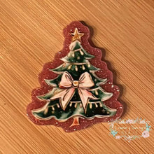 Load image into Gallery viewer, Tree with Bow - Pink Glitter Flatback Glitter Flatback

