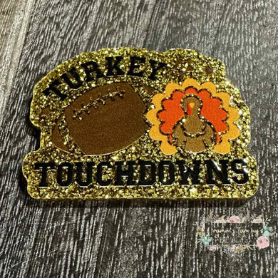 Turkey & Touchdowns - Gold Glittery Flatback Glitter Flatback