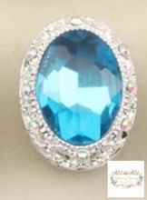 Load image into Gallery viewer, Turquoise Silver tone Oval Gemstone Beads - 1 Count Oval Rhinestone
