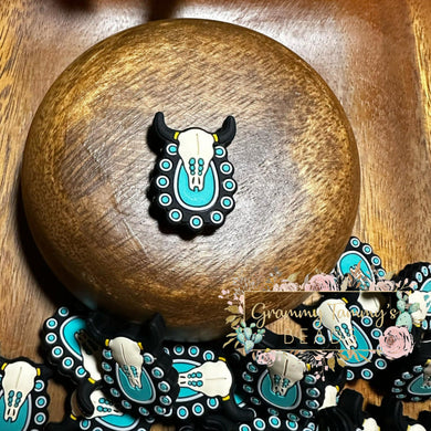 Western Longhorn & Horseshoe Silicone Focal Bead Beads