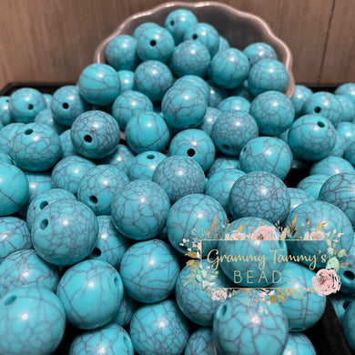 Beads - Acrylic Bubblegum 20Mm 5 Count Western Turquoise Bubblegum