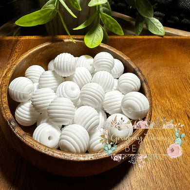 White 15Mm Spiral Round Silicone Bead Beads