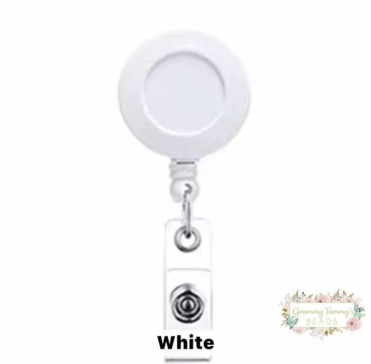 White - Alligator Swivel Clip Badge Reel Badge Reel