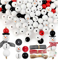 Load image into Gallery viewer, White Christmas Wooden Beads and Scarfs - 15 Count Wooden Beads
