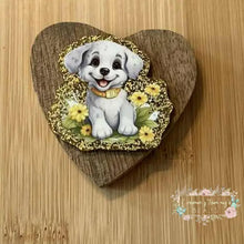 Load image into Gallery viewer, White Puppy - Gold Glitter Flatback Glitter Flatback
