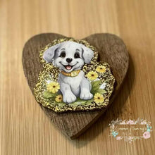 Load image into Gallery viewer, White Puppy - Gold Glitter Flatback Glitter Flatback
