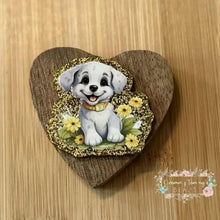 Load image into Gallery viewer, White Puppy - Gold Glitter Flatback Glitter Flatback
