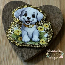 Load image into Gallery viewer, White Puppy - Gold Glitter Flatback Glitter Flatback
